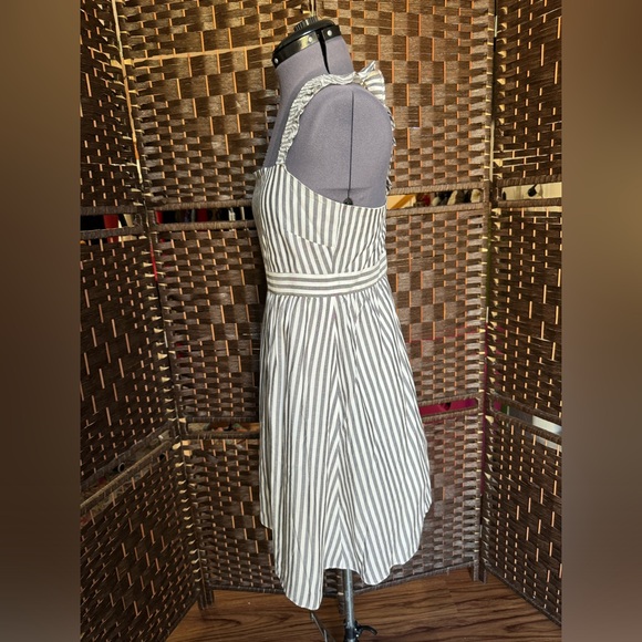 Madewell flutter strap grey white stripe sun dress cotton viscose 4 Small flounc - Picture 4 of 15